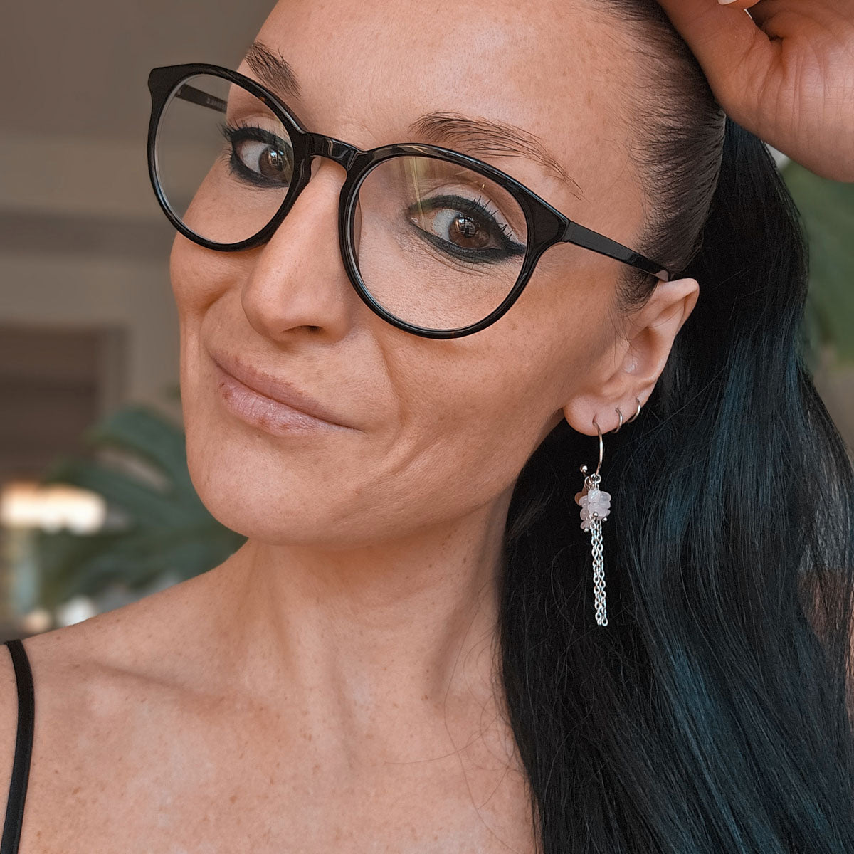 Voimasiru hopeful heart ruusukvartsi korvakorut