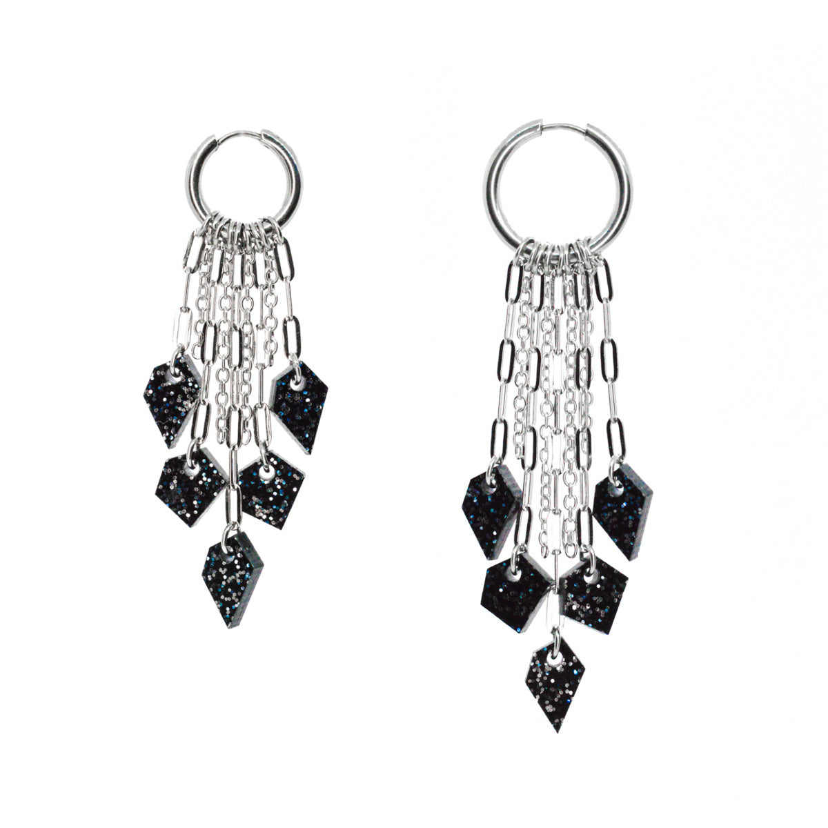 MURSKA Chain drop black glitter korvakorut