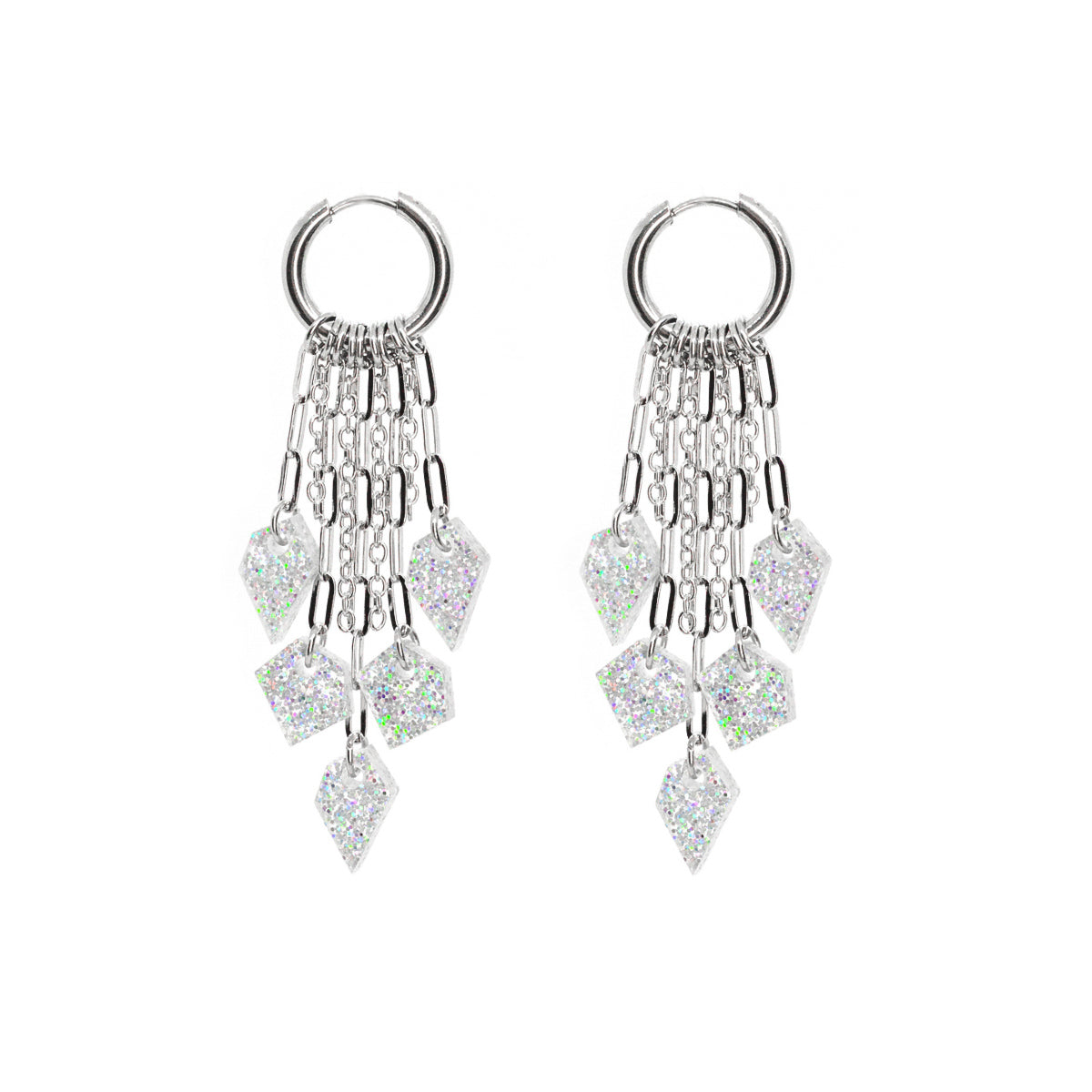 MURSKA Chain drop white glitter korvakorut