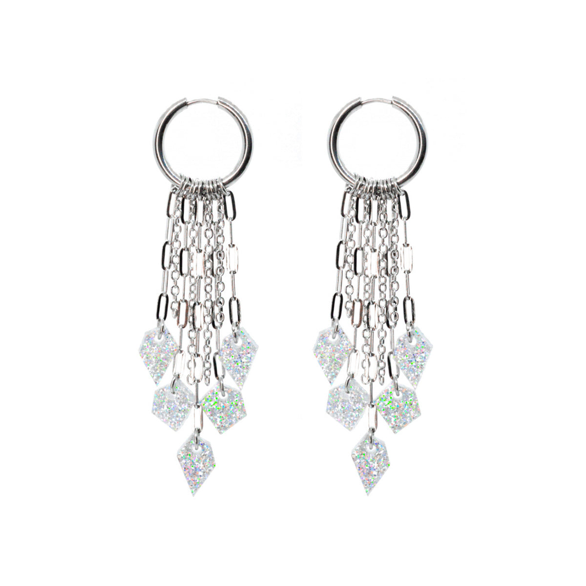 MURSKA Chain drop white glitter korvakorut