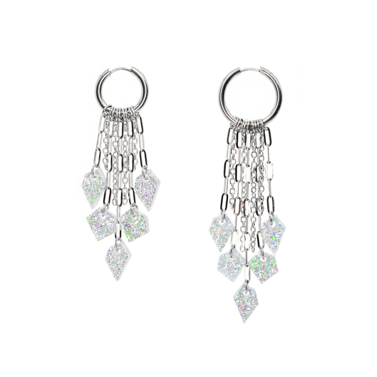 MURSKA Chain drop white glitter korvakorut