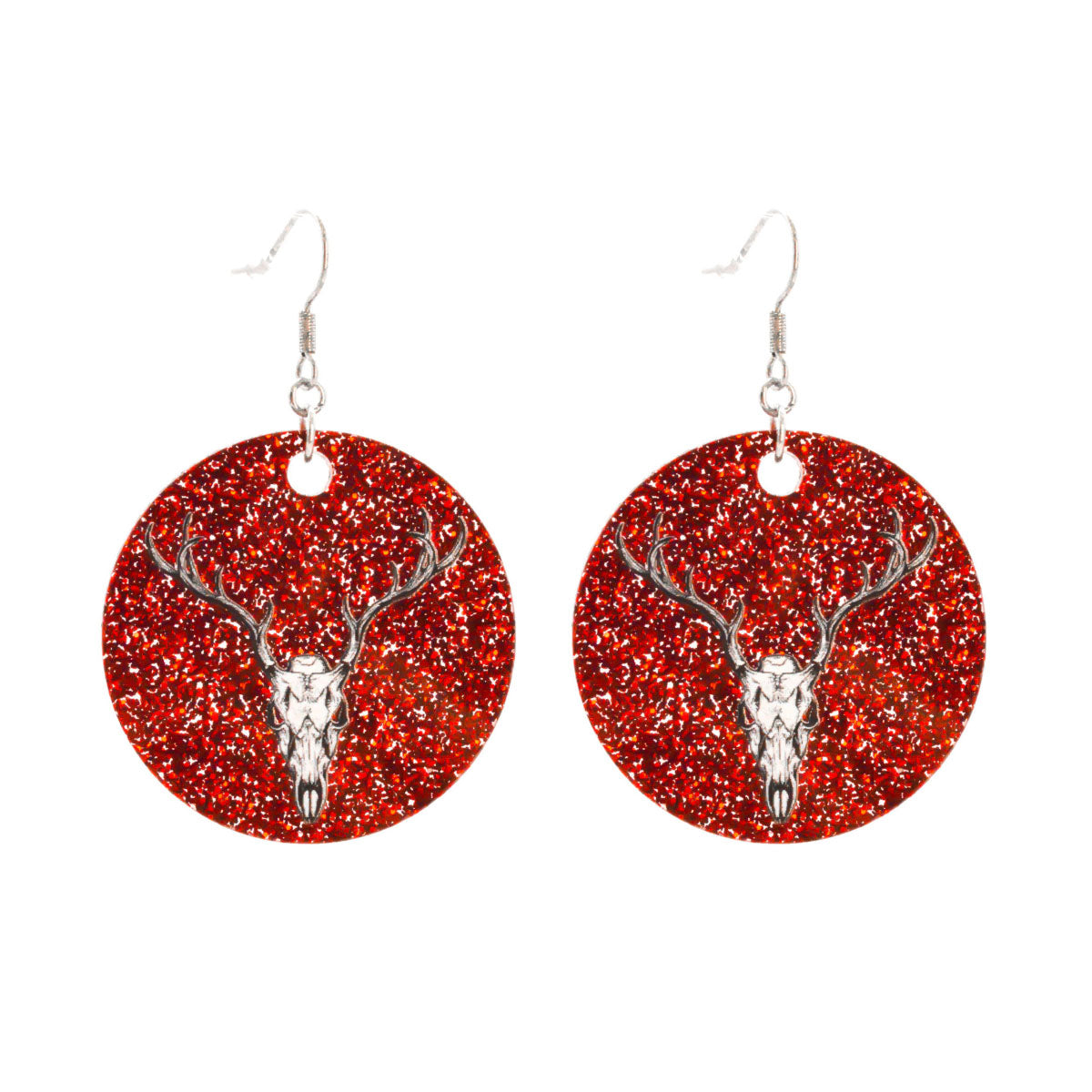Poron pääkallo red glitter korvakorut