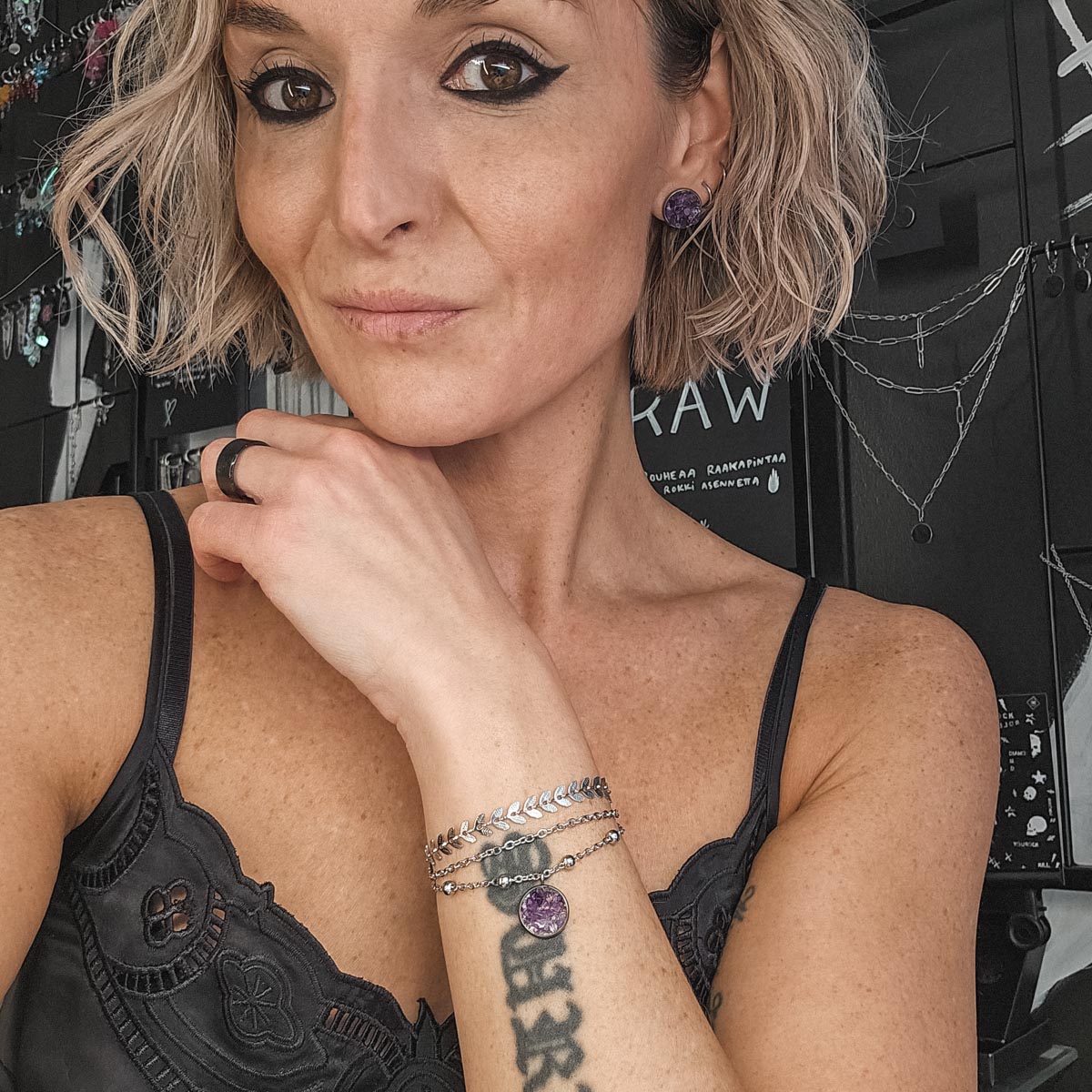 MURSKA ametisti amuletti rannekoru setti