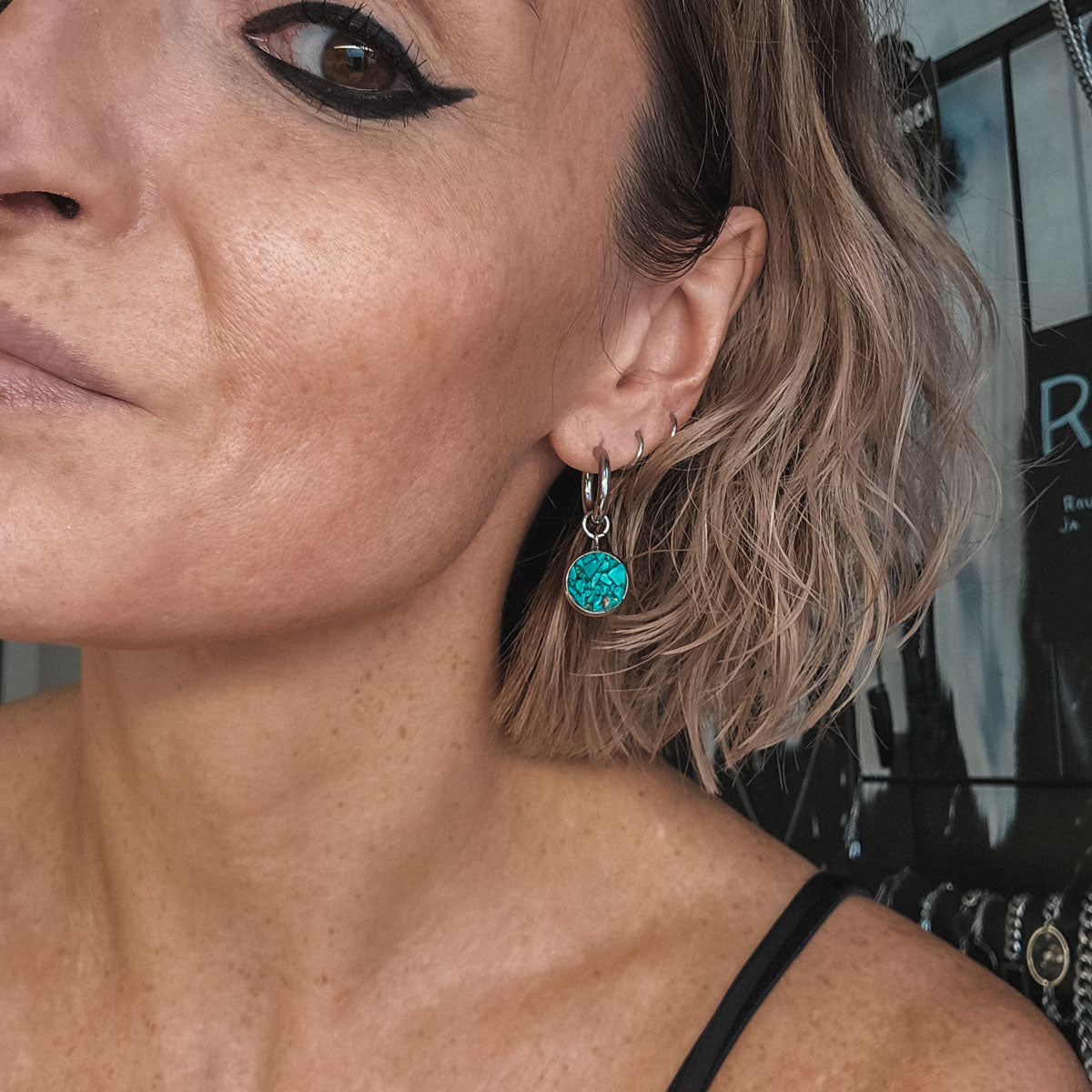 MURSKA turkoosi amuletti rengas korvakorut
