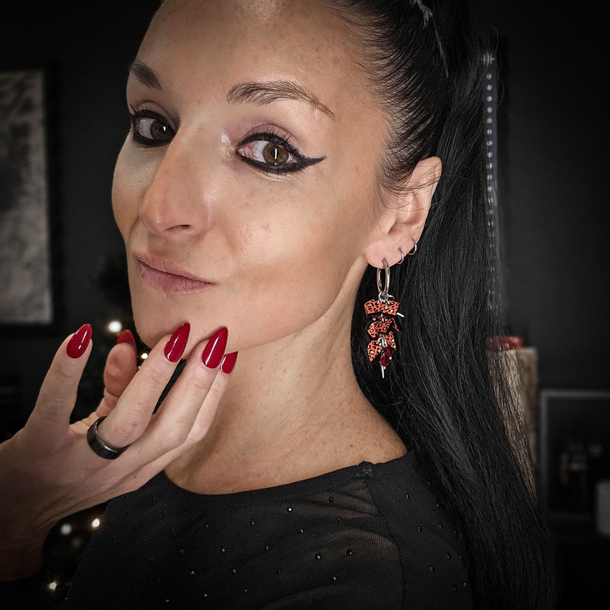 MURSKA Xmas leopard drop korvakorut